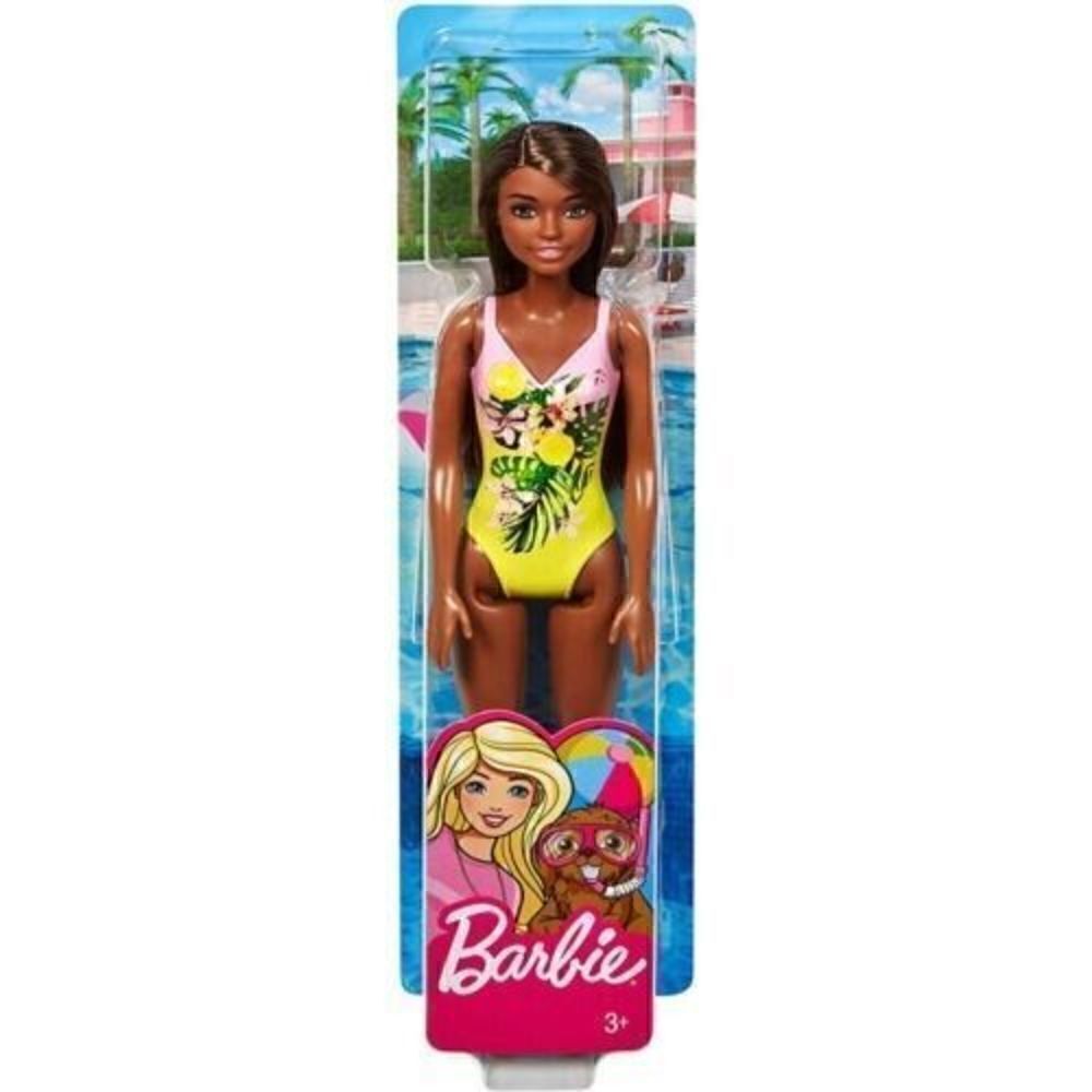 Mattel - Barbie DOLL (Brunette in Yellow Floral Swimsuit) GHW39 - New